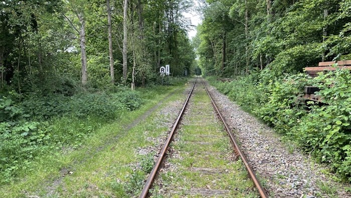 Spoorlijn tussen terrein Glasbak en Langetuin